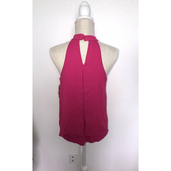 Bar III Fuscia Chocker Neck Keyhole Vented Blouse - S - Picture 4 of 5